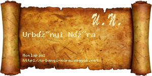Urbányi Nóra névjegykártya