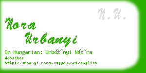 nora urbanyi business card